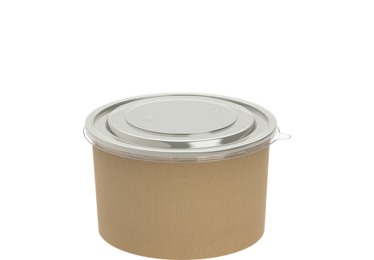 1000 ml Pack of 25 Brown Kraft Salad Containers with Lids