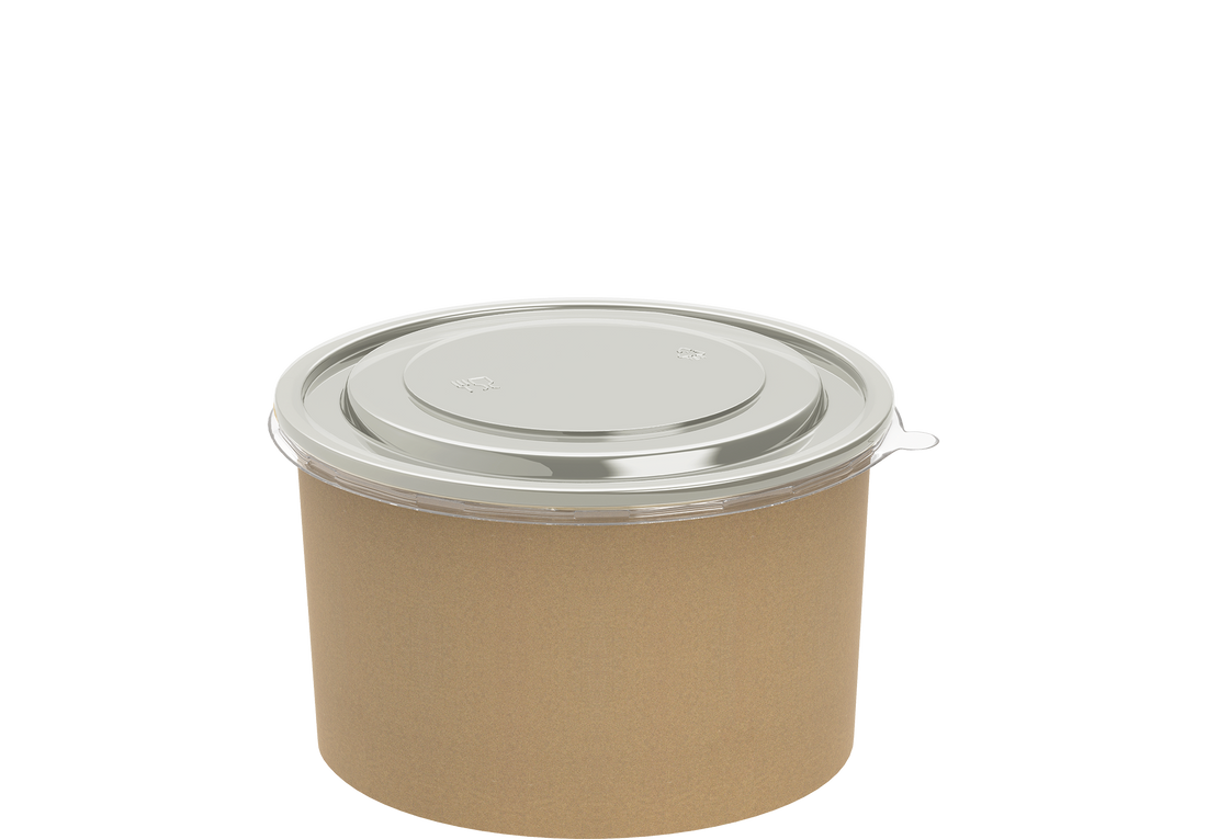 1000 ml Pack of 25 Brown Kraft Salad Containers with Lids