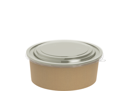 1090 ml Pack of 25 Brown Kraft Salad Containers with Lids
