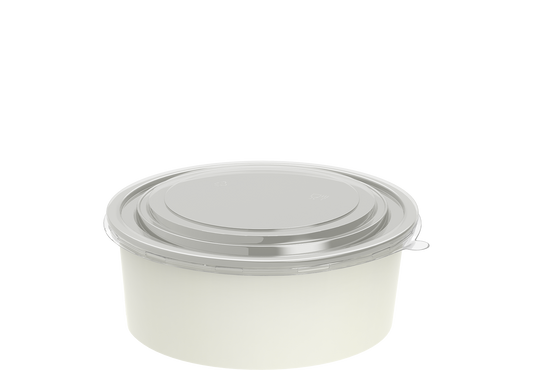 1090 ml Pack of 25 White Kraft Salad Containers with Lids