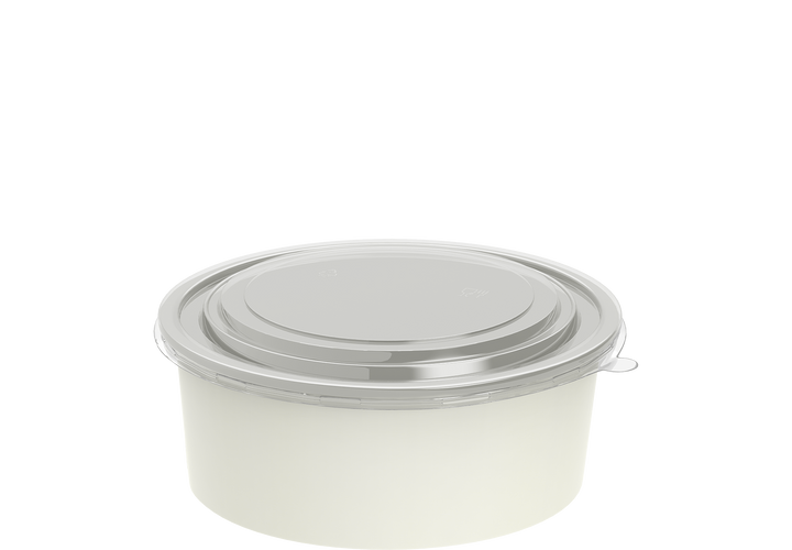 1090 ml Pack of 25 White Kraft Salad Containers with Lids