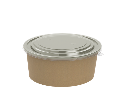 1200 ml Pack of 25 Brown Kraft Salad Containers with Lids