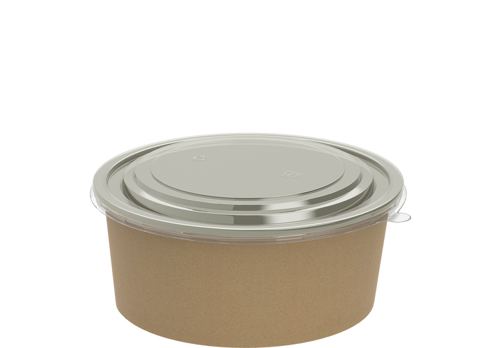 1200 ml Pack of 25 Brown Kraft Salad Containers with Lids