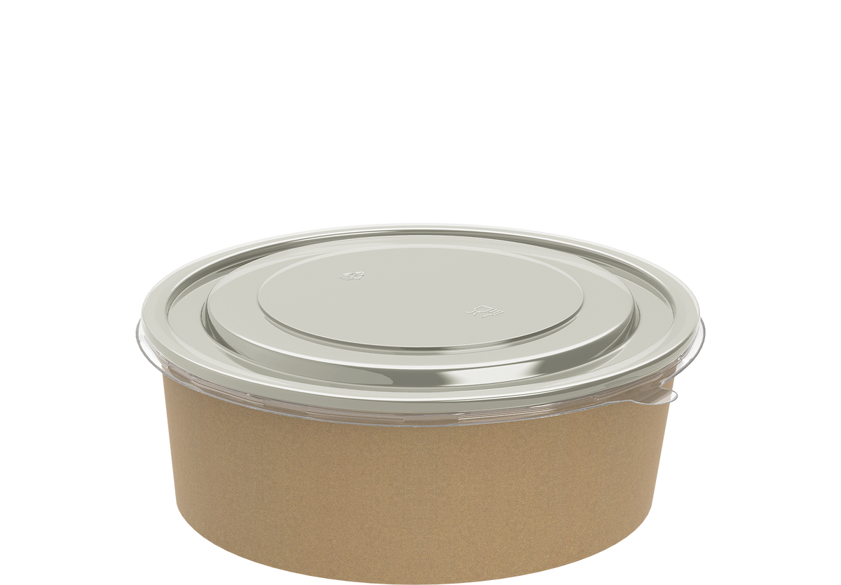 Brown Container Packaging Brown Paper Kraft Salad Container 1300 ml with Lid Food Packaging ...