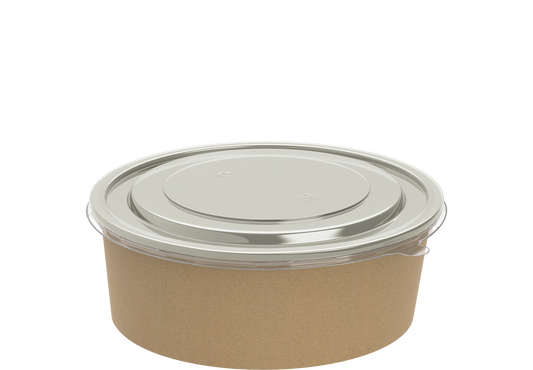 1300 ml Pack of 25 Brown Kraft Salad Containers with Lids