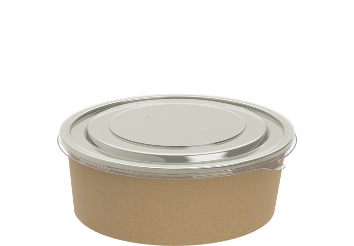 1300 ml Pack of 25 Brown Kraft Salad Containers with Lids