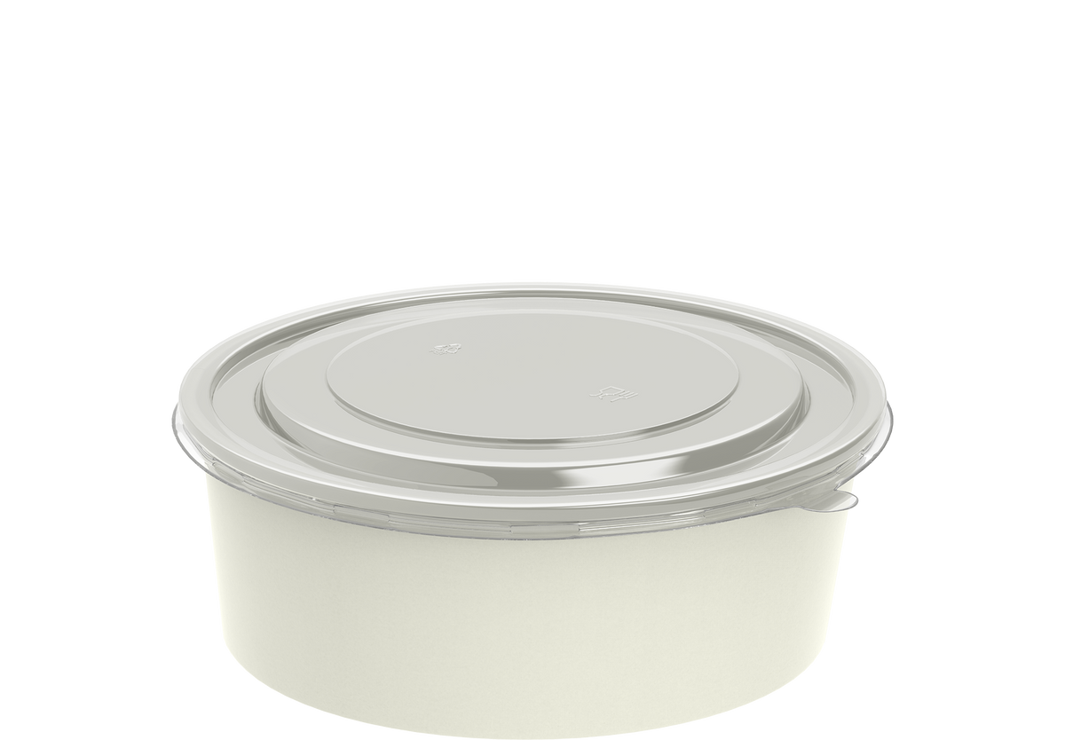 Salad Container Empty White Paper Kraft Salad Container 1300 ml with Lid Food Packaging ...
