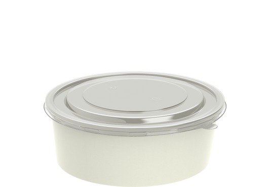 1300 ml Pack of 25 White Kraft Salad Containers with Lids