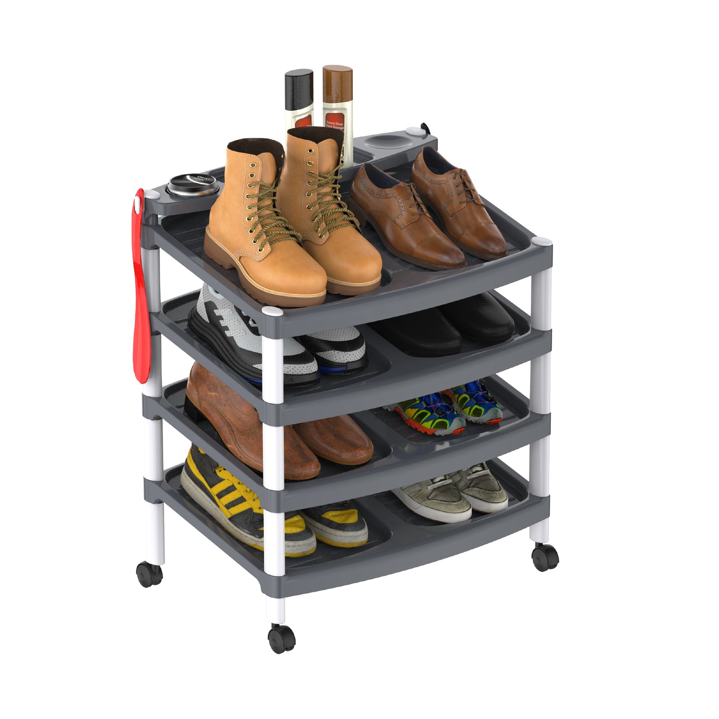 4 Tiers Shoe Storage Rack Organizer with Wheels