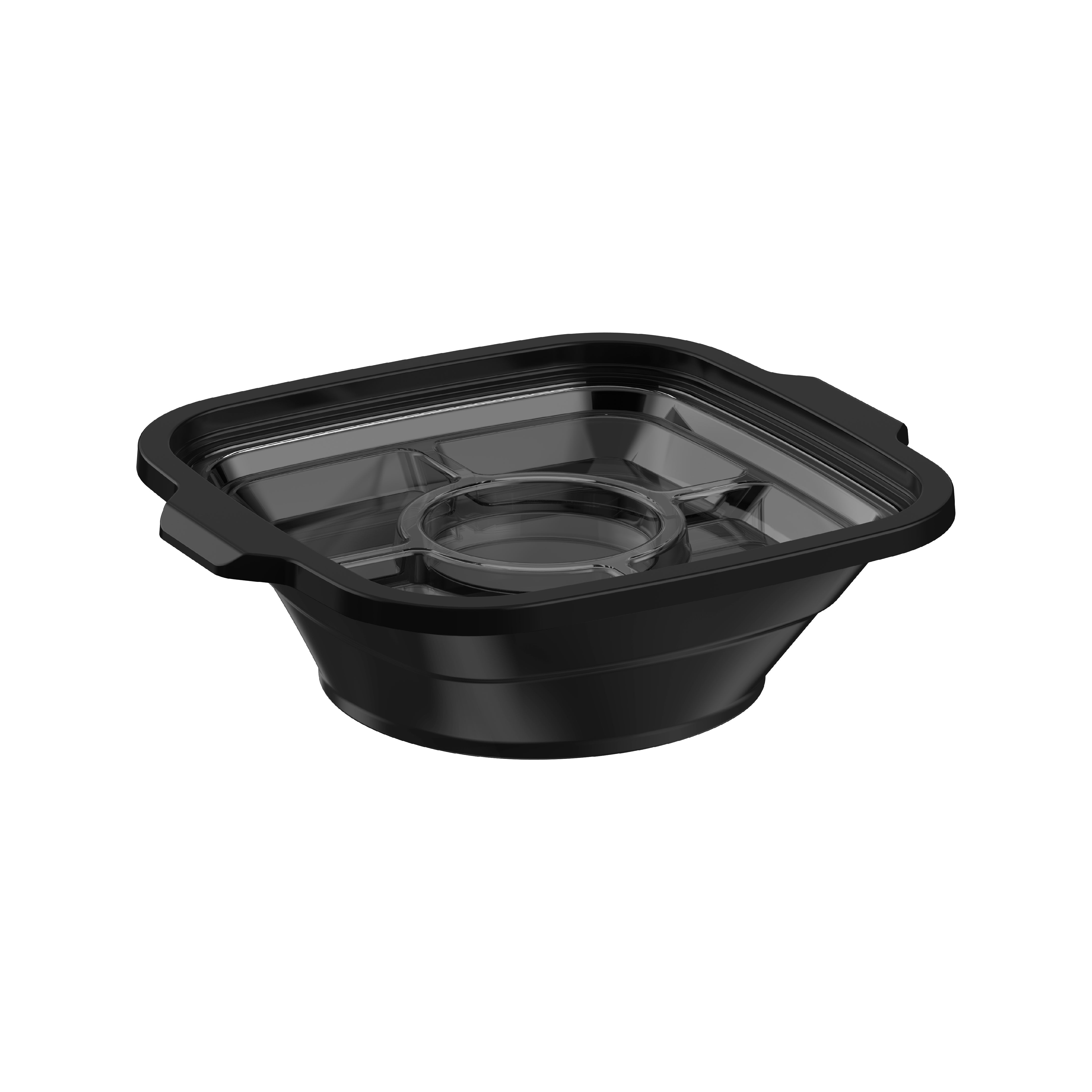 Cosmoplast 24 oz Carton of 250 Square Microwave Bowls with Clear Lids