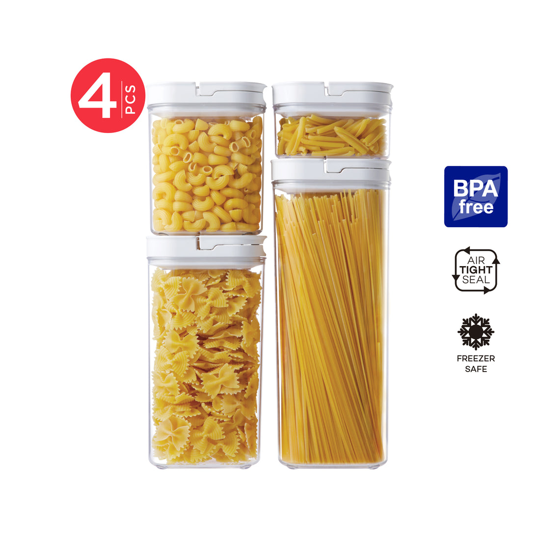 Lock2Go Round Fliplock Canisters 5 Pcs. Set