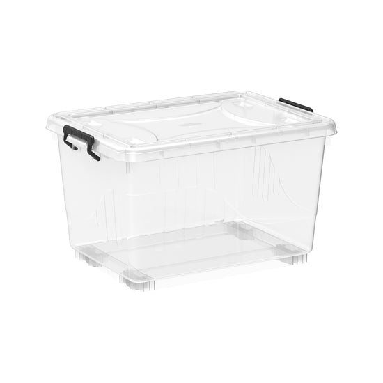 Clear Plastic Storage Box with Wheels & Lockable Lid – Cosmoplast UAE