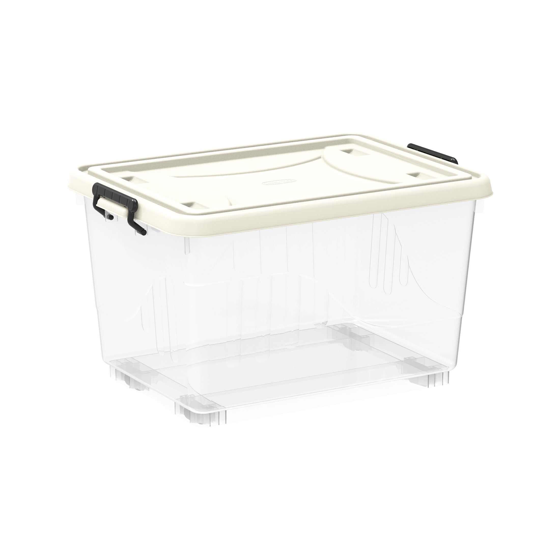 Clear Plastic Storage Box with Wheels & Lockable Lid Cosmoplast UAE