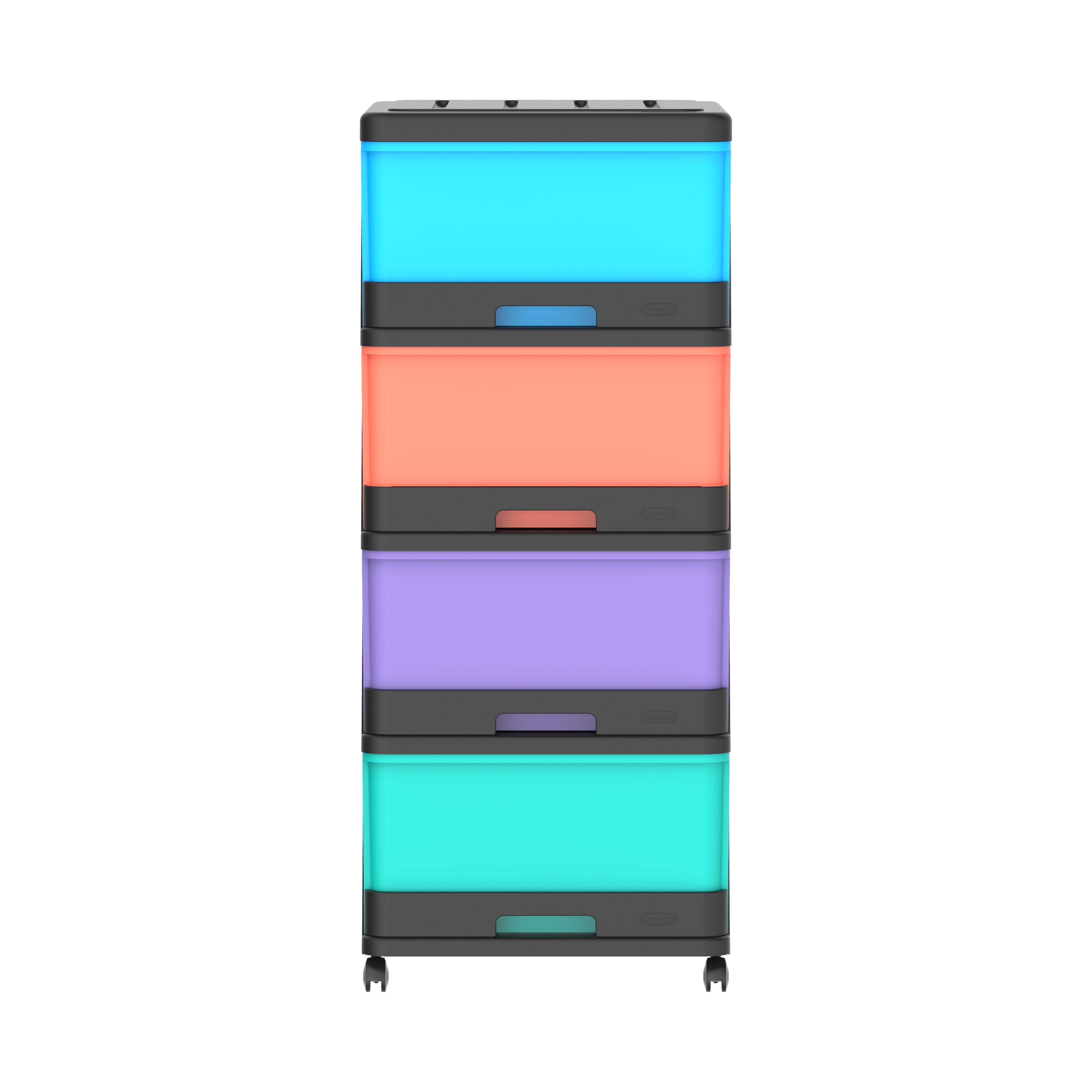 4 Tiers Storage Cabinet with Drawers & Wheels