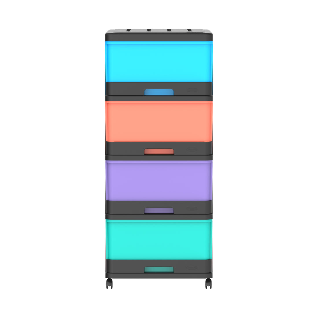 4 Tiers Storage Cabinet with Drawers & Wheels
