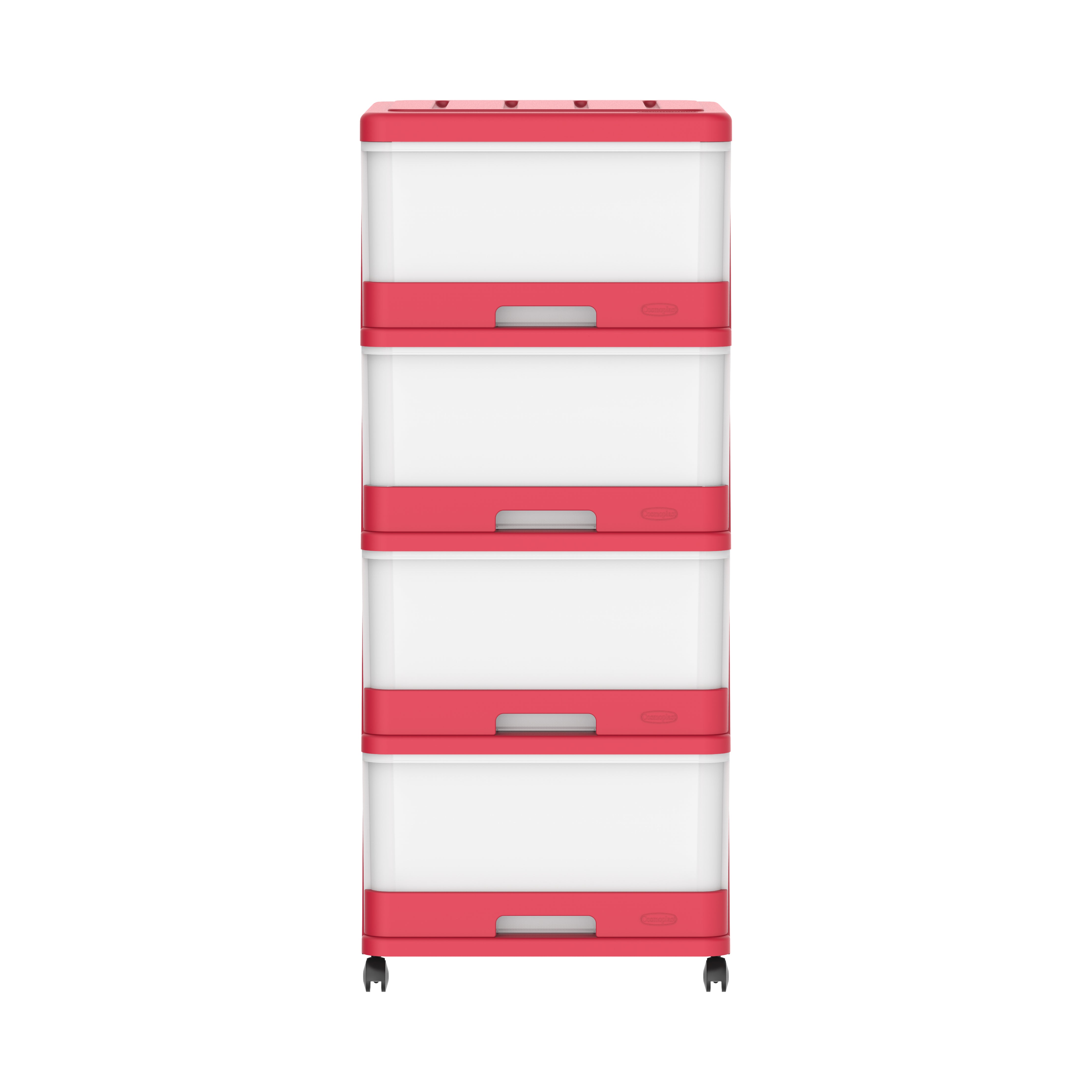 4 Tiers Storage Cabinet with Drawers & Wheels