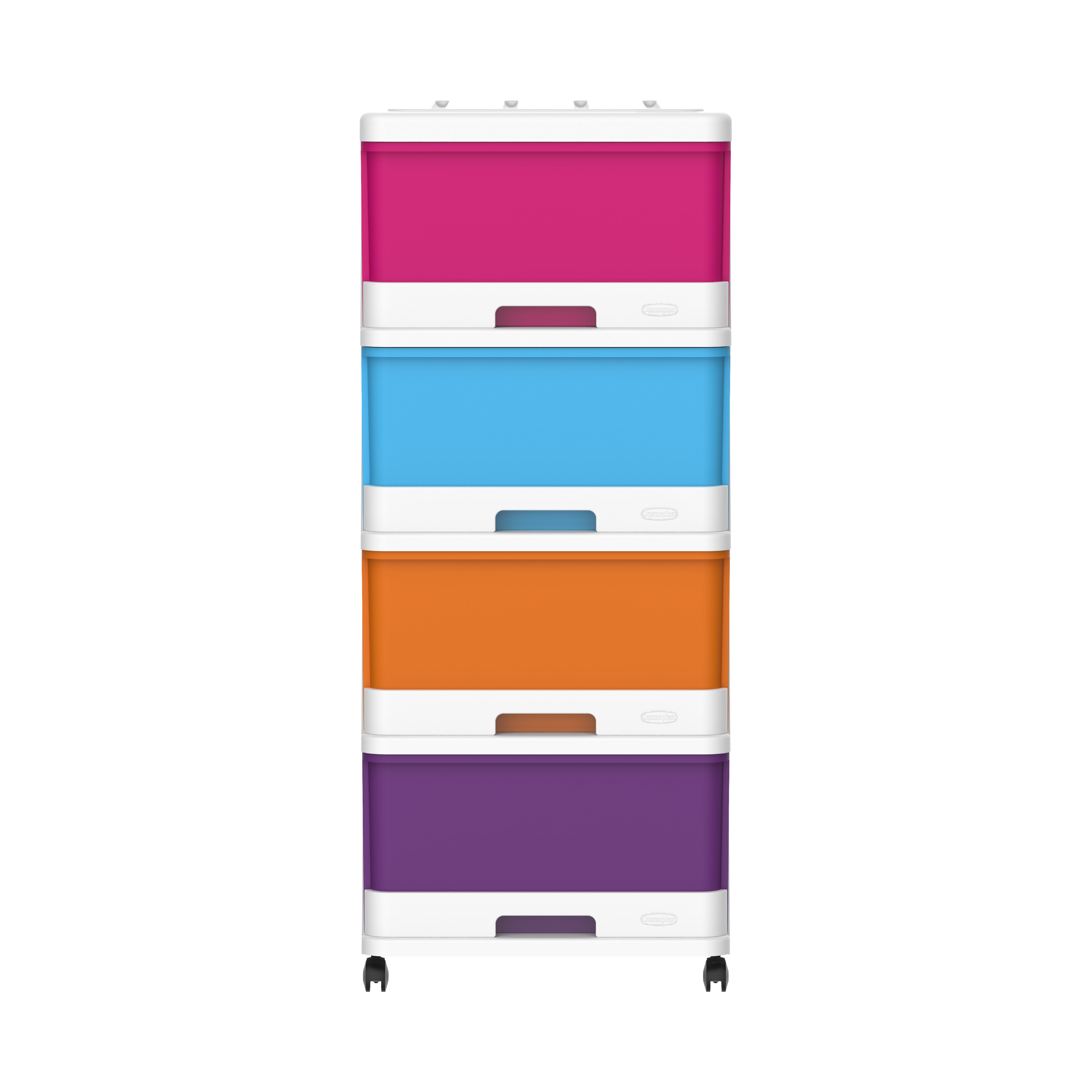 4 Tiers Storage Cabinet with Drawers & Wheels