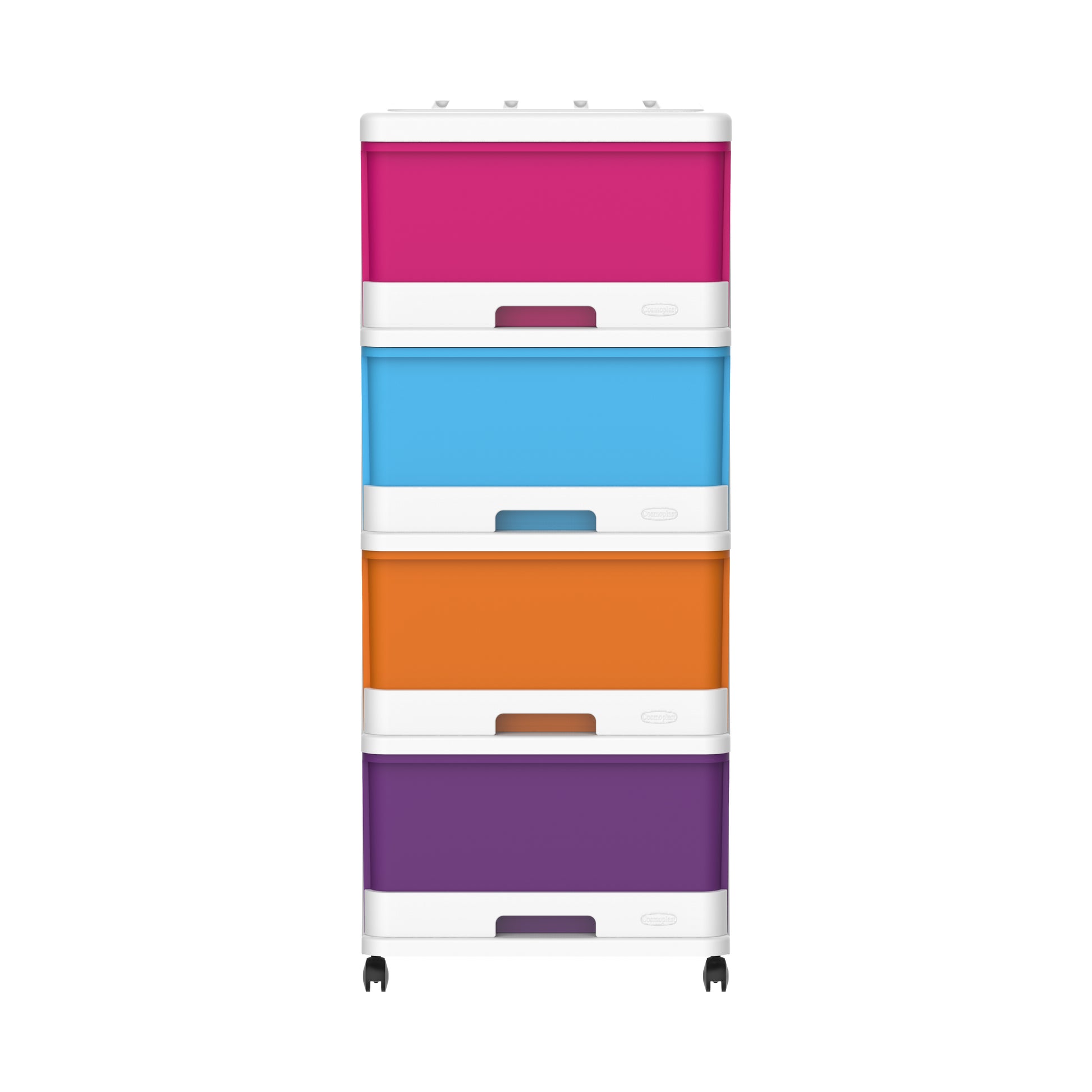 4 Tiers Storage Cabinet with Drawers & Wheels