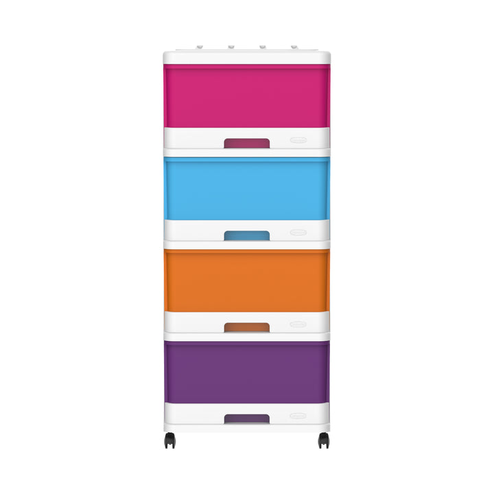 4 Tiers Storage Cabinet with Drawers & Wheels