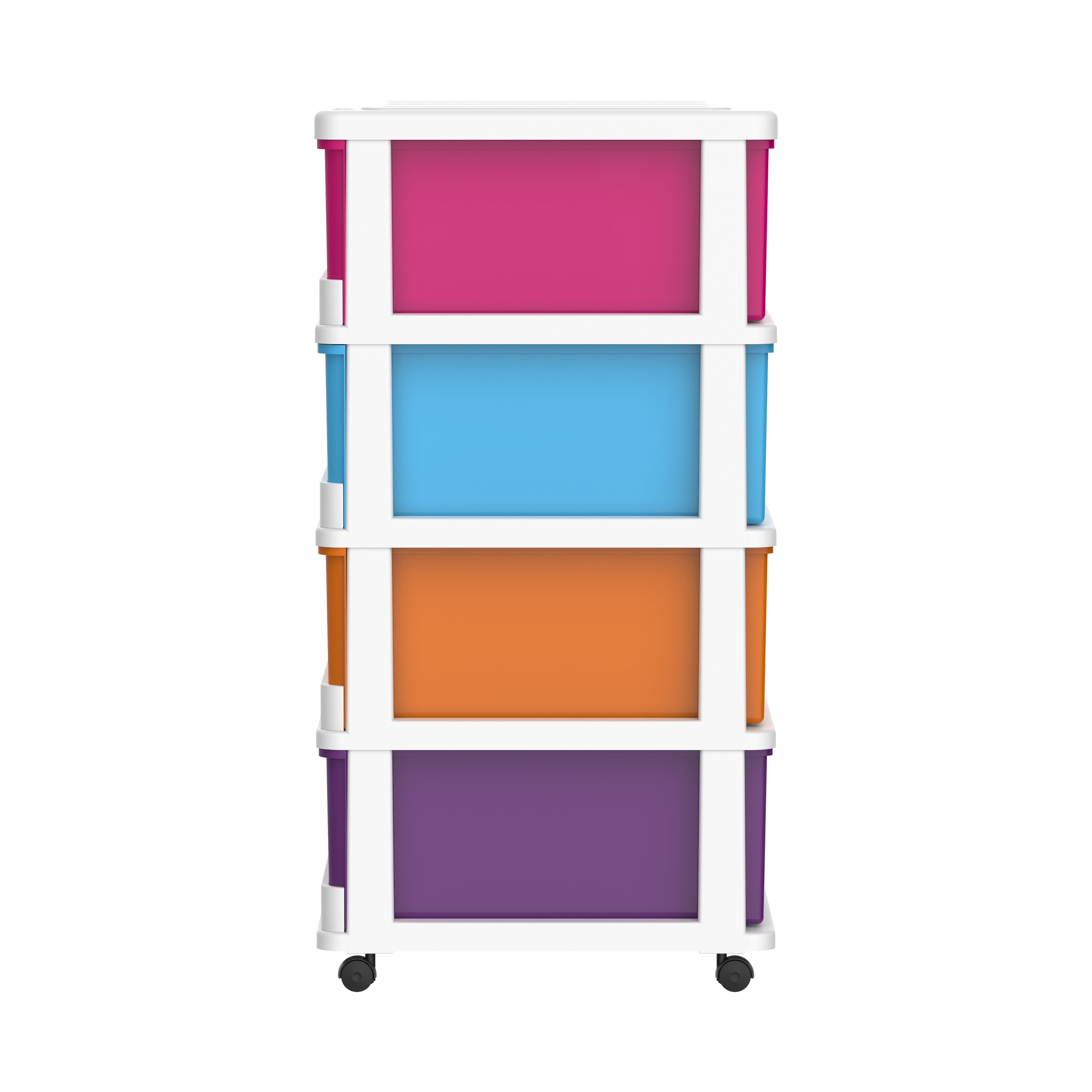 4 Tiers Storage Cabinet with Drawers & Wheels