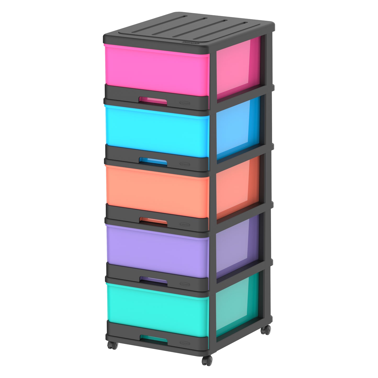 5 Tiers Storage Cabinet with Drawers & Wheels
