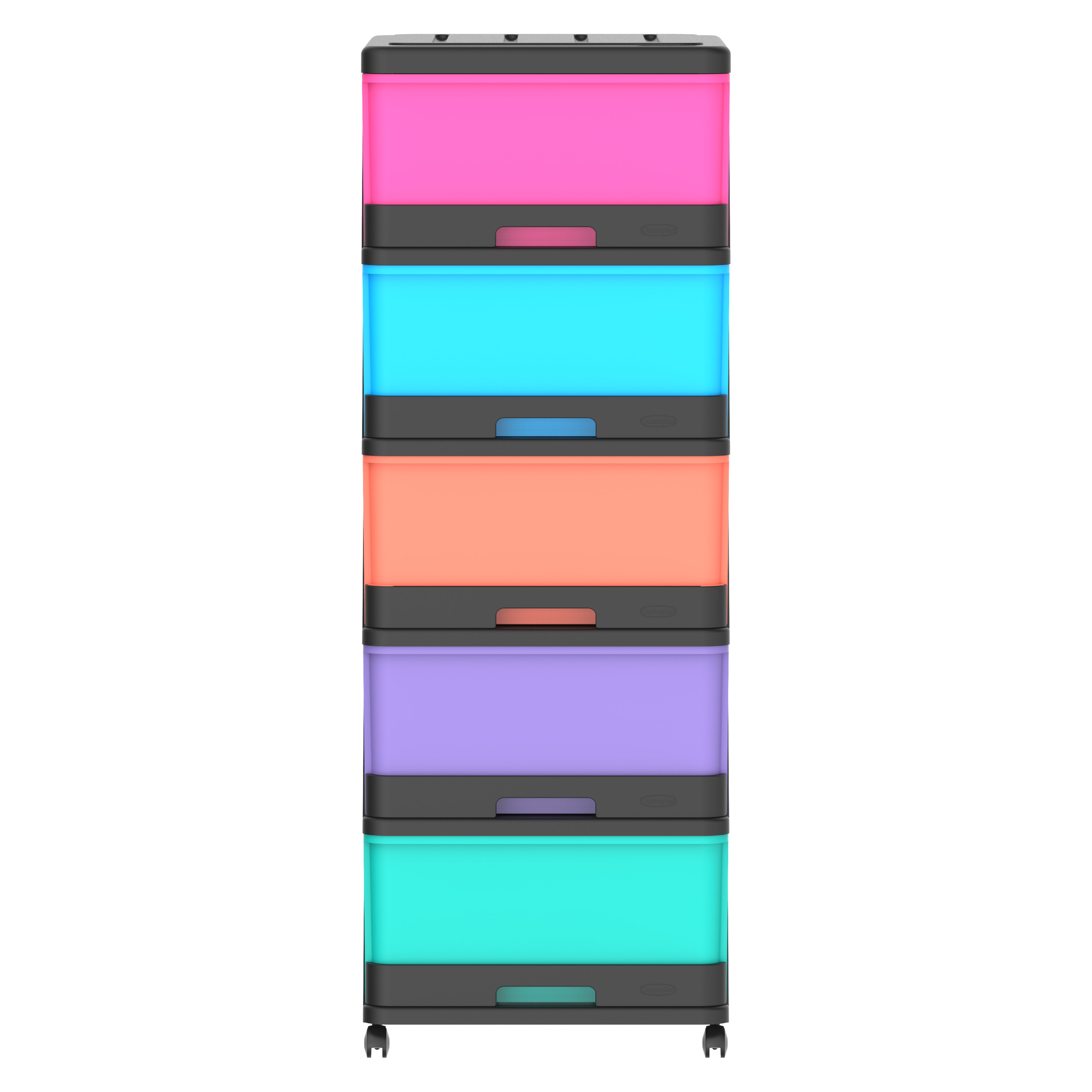 5 Tiers Storage Cabinet with Drawers & Wheels