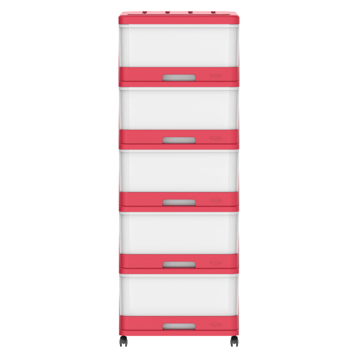 5 Tiers Storage Cabinet with Drawers & Wheels