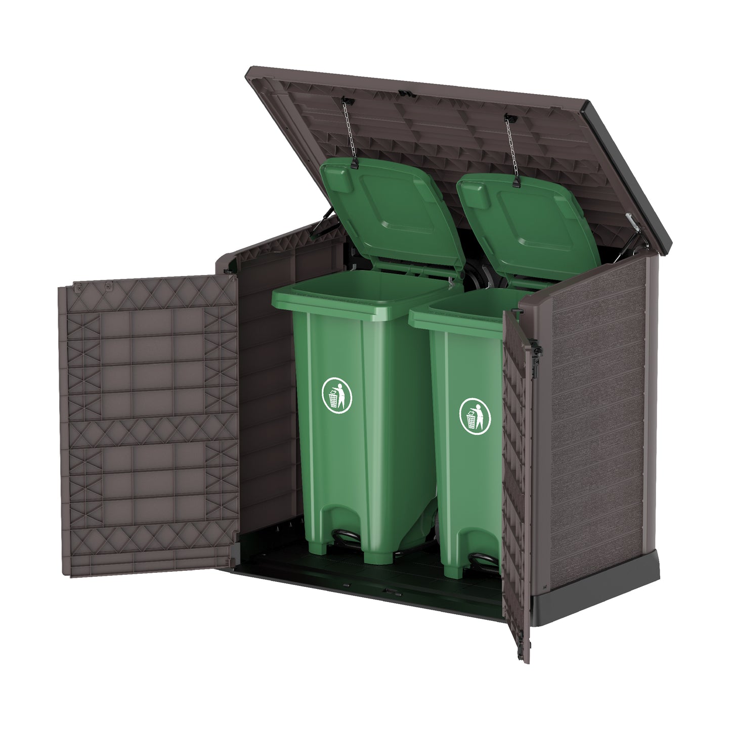  1200L Small Storage Shed +2 Outdoor Waste Bins 240L