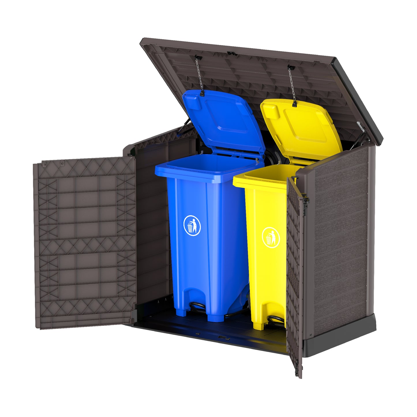  1200L Small Storage Shed +2 Outdoor Waste Bins 240L