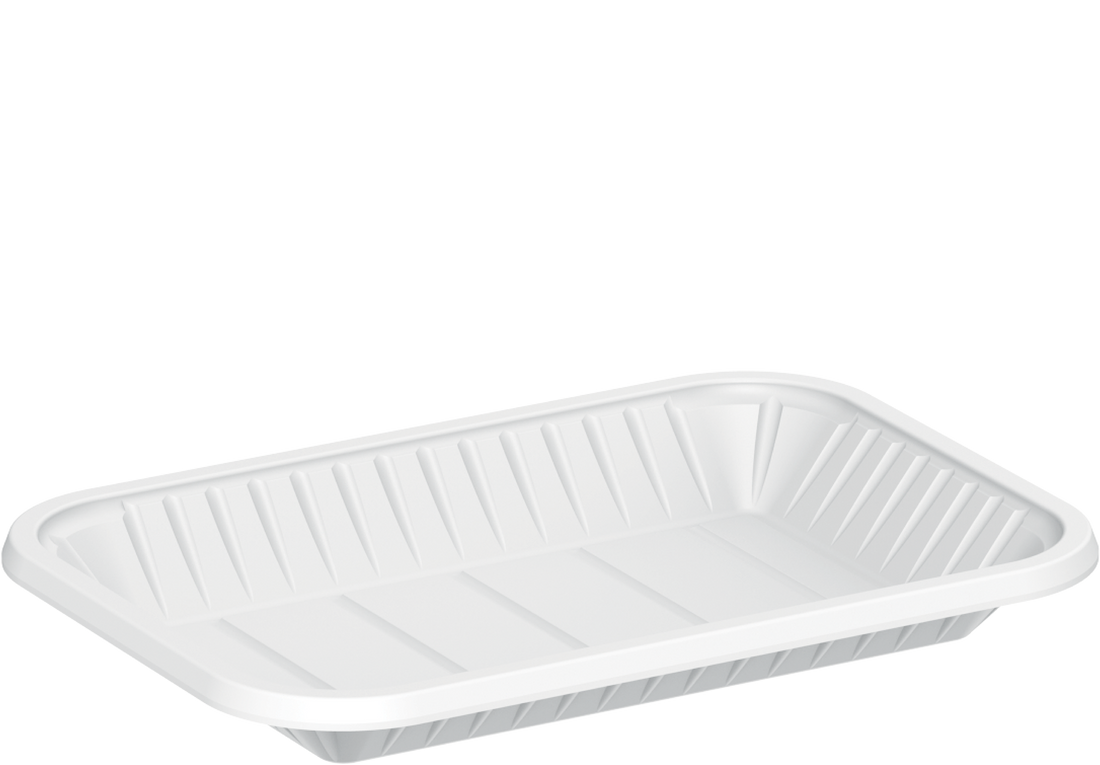 330 ml White Plastic Rectangular Trays 1 kg