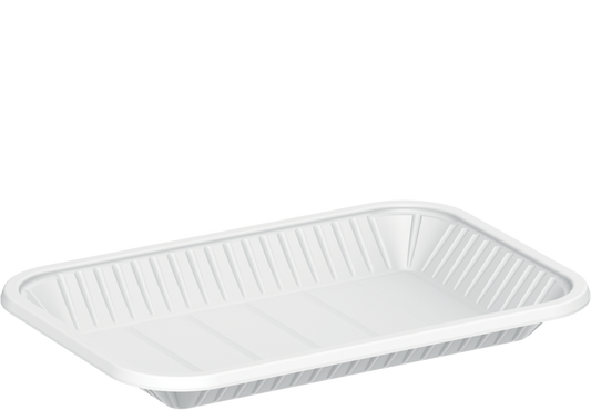 500 ml White Plastic Rectangular Trays 1 kg