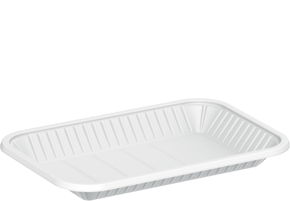 500 ml White Plastic Rectangular Trays 1 kg