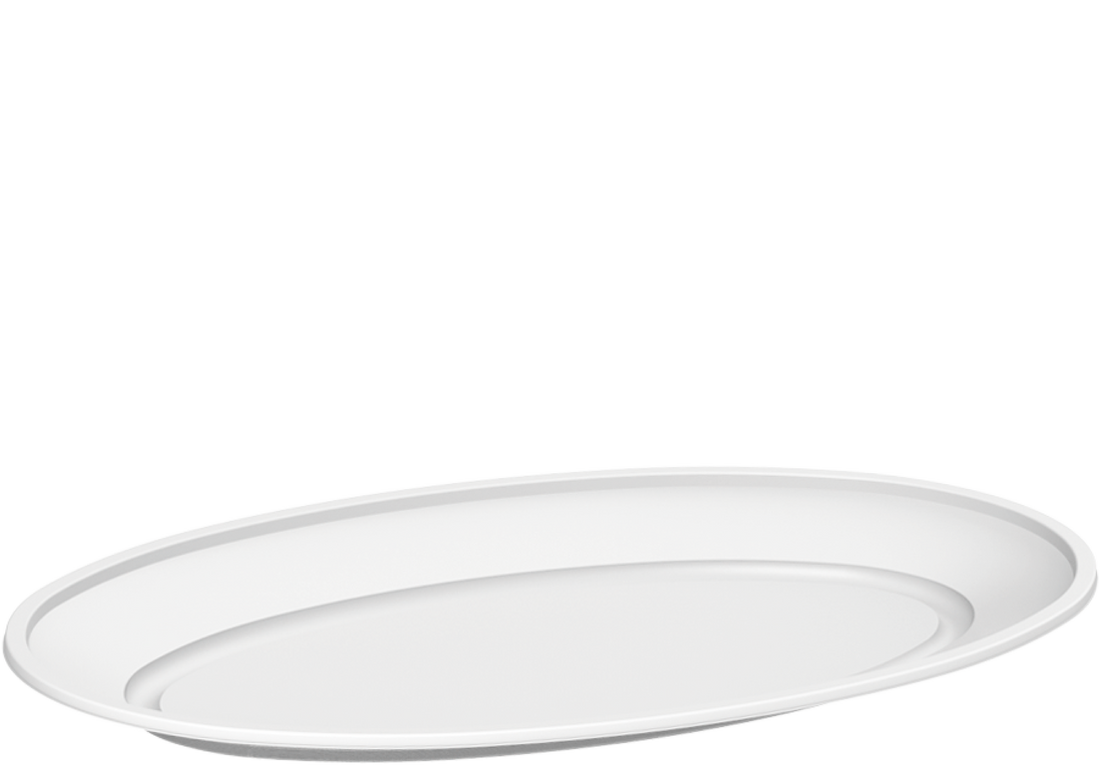 1250 ml White Plastic Oval Trays 1 kg