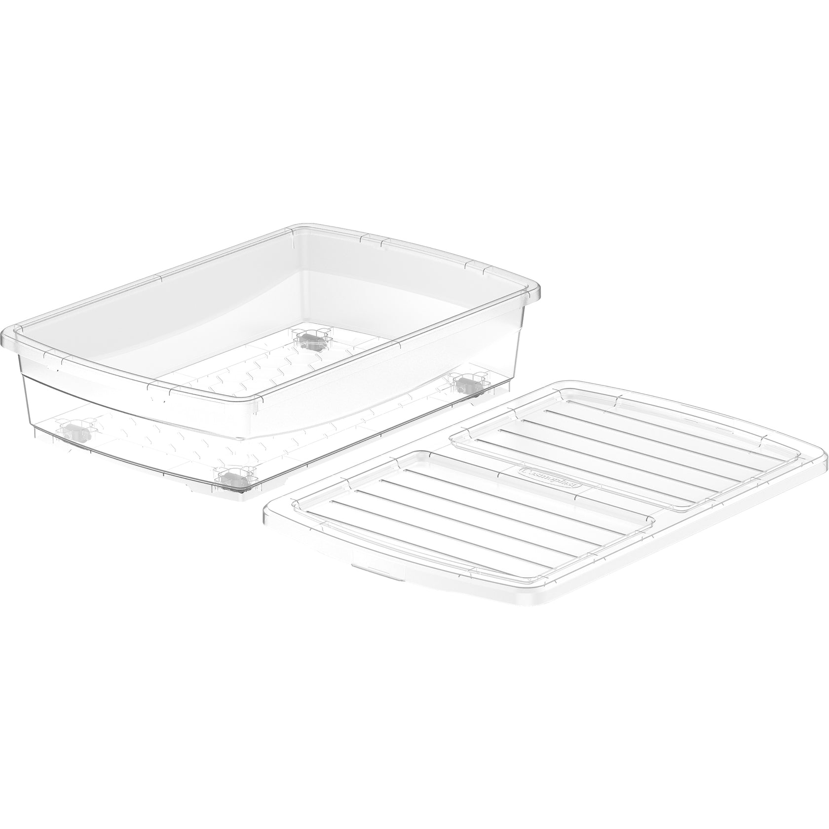Cosmoplast 25L Clear Plastic Underbed Storage Box with Wheels