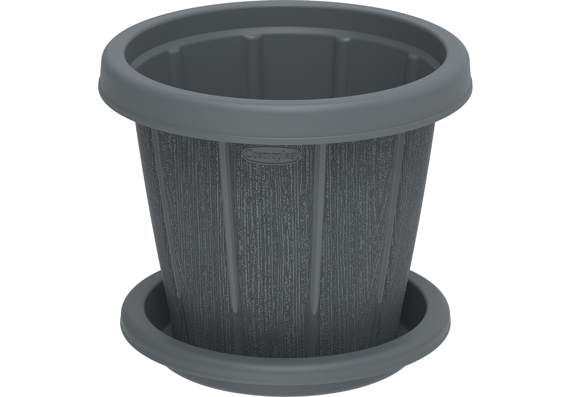 Cosmoplast UAE Cedargrain 12" Flowerpot with Tray