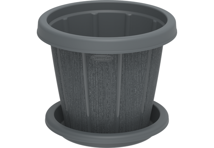 Cosmoplast UAE Cedargrain 12" Flowerpot with Tray