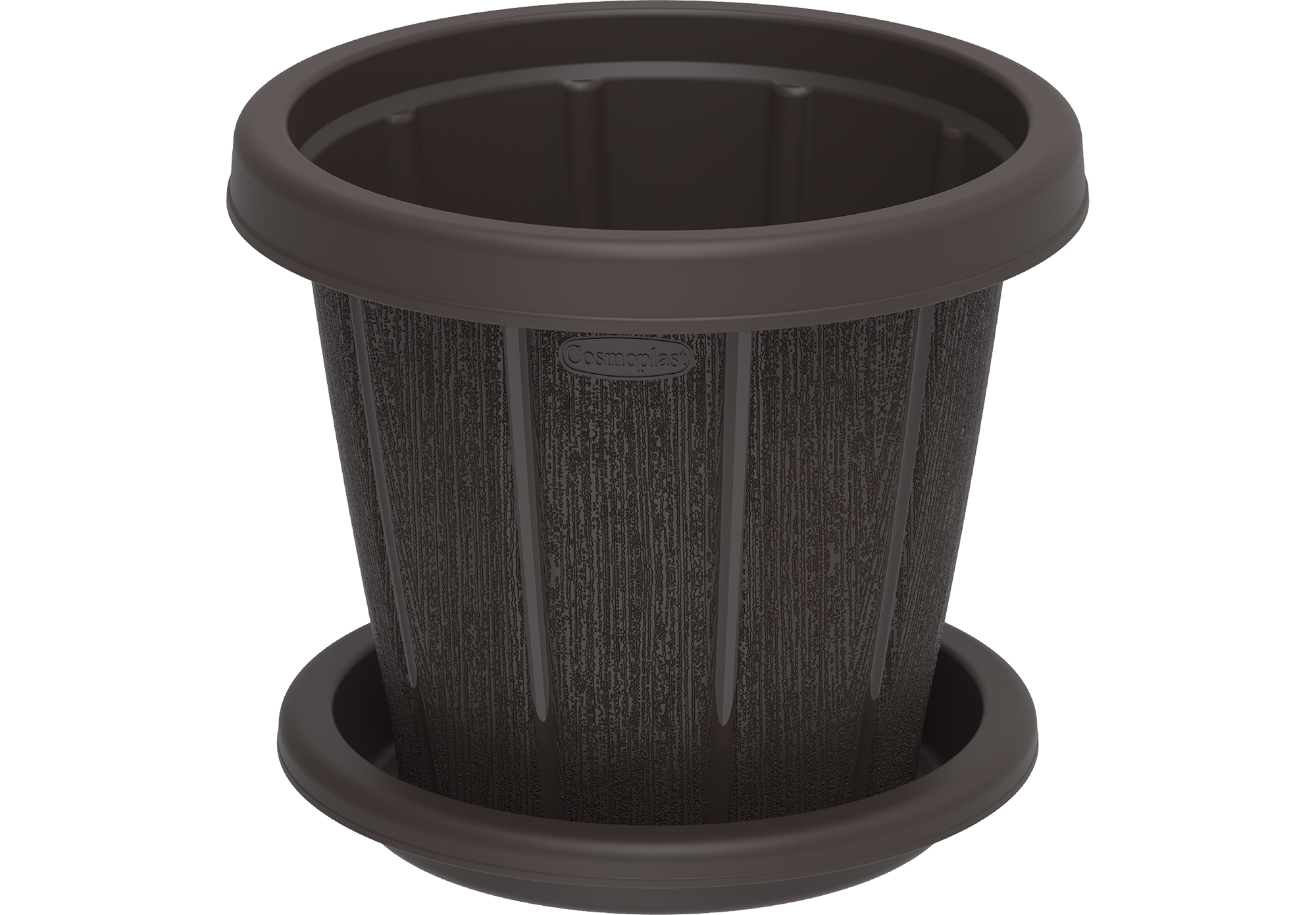Cosmoplast UAE Cedargrain 14" Flowerpot with Tray