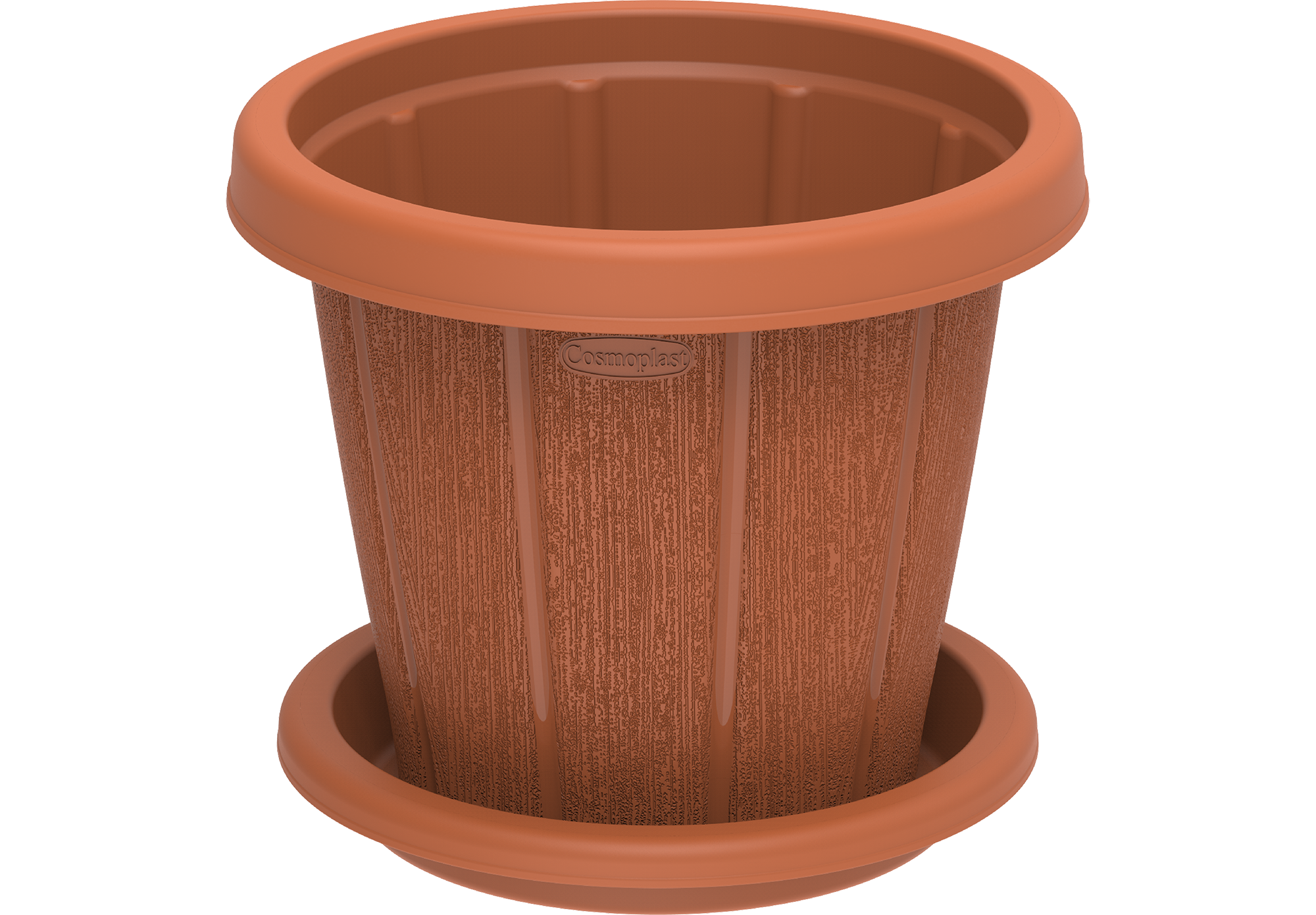 Cosmoplast UAE Cedargrain 14" Flowerpot with Tray